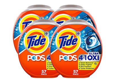 Image: Tide Pods 4-in-1 Ultra Oxi Original Scent Laundry Detergent Pacs (57 x 4 Pack)