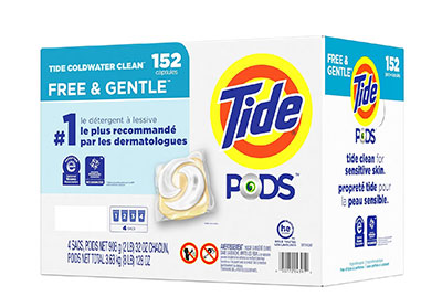 Image: Tide Pods Free & Gentle Coldwater Clean Scent Free Laundry Detergent Pacs (152 Count)