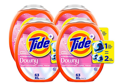Image: Tide Power Pods Downy April Fresh Scent Laundry Detergent XL Pacs (63 x 4 Pack)