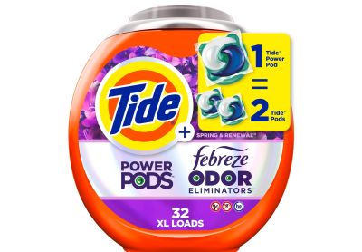 Image: Tide Power Pods Febreze Odor Eliminators Spring & Renewal Scent Laundry Detergent XL Pacs (32 Count)