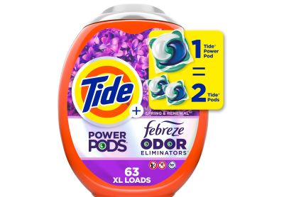 Image: Tide Power Pods Febreze Odor Eliminators Spring & Renewal Scent Laundry Detergent XL Pacs (63 Count)
