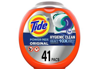 Image: Tide Power Pods Hygienic Clean 10X Heavy Duty Original Scent Laundry Detergent XL Pacs (41 Count)