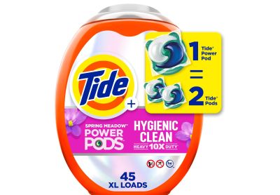 Image: Tide Power Pods Hygienic Clean 10X Heavy Duty Spring Meadow Scent Laundry Detergent XL Pacs (45 Count)