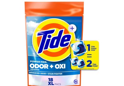 Image: Tide Power Pods Odor Defense + Oxi Original Scent Laundry Detergent XL Pacs (18 Count)