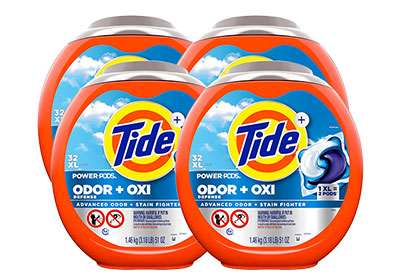 Image: Tide Power Pods Odor Defense + Oxi Original Scent Laundry Detergent XL Pacs (32 x 4 Pack)