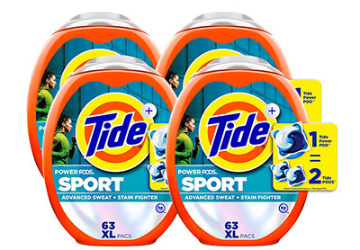 Image: Tide Power Pods Sport Active Fresh Scent Laundry Detergent XL Pacs (63 x 4 Pack)