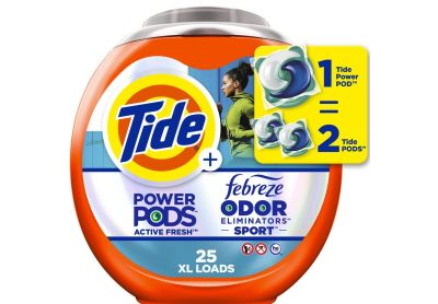 Image: Tide Power Pods Sport Febreze Odor Eliminators Active Fresh Scent Laundry Detergent XL Pacs (25 Count)