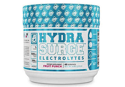 Image: Hydrasurge Fruit Punch Flavor Electrolyte Powder (by Jacked Factory)