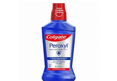 Image: Colgate Peroxyl Mouth Sore Rinse and Antiseptic Mouthwash Mild Mint (by Colgate)