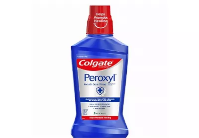 Image: Colgate Peroxyl Mouth Sore Rinse and Antiseptic Mouthwash Mild Mint (by Colgate)