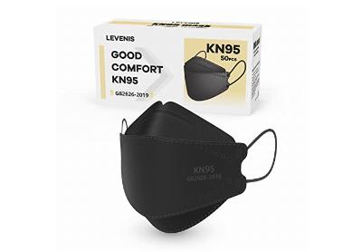 Image: Levenis KN95 3D Disposable Black Face Masks 50-pack