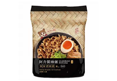 Image: A-SHA Taiwan-Style Extra-Wide GuanMiao Noodle Sesame & Onion Flavor 4-Count