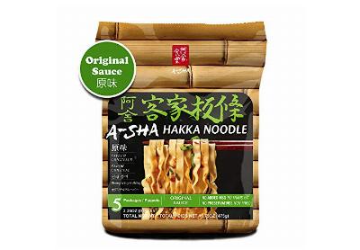 Image: A-SHA Taiwan-Style Wide Flat Hakka Noodle Original Sauce Flavor 5-Count