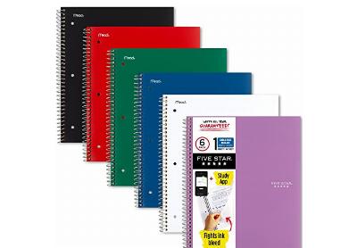 Image: Five Star 1 Subject College Ruled Spiral Notebooks 6-pack