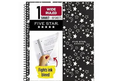 Image: Five Star 1 Subject Wide Ruled Glow Spiral Notebook 80-sheet