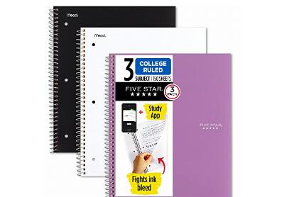 Image: Five Star 3-Subject 150-Sheet College Ruled Notebooks 3-pack