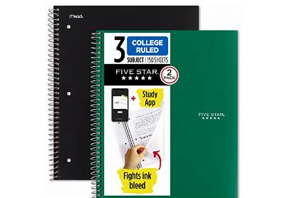Image: Five Star 3-Subject College Ruled 150-Sheet Notebooks 2-pack