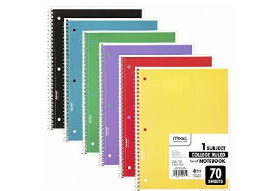 Image: Mead 1 Subject College Ruled Spiral Notebooks 6-pack