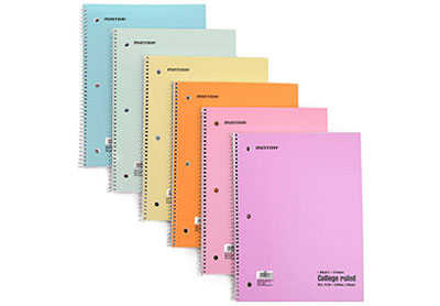 Image: Mintra 1 Subject College Ruled Spiral Notebooks 6-pack