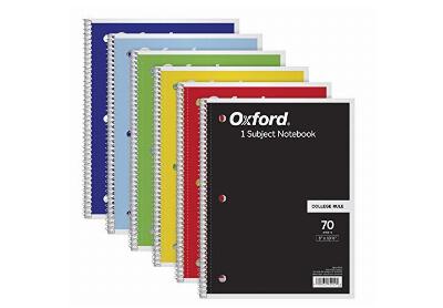 Image: Oxford 1 Subject College Ruled Spiral Notebooks 6-pack