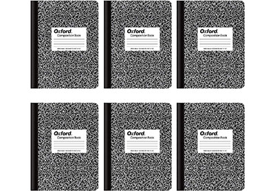 Image: Oxford Wide Ruled Black Marble Composition Notebooks 6-pack