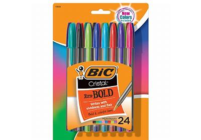Image: BiC Cristal Xtra-Bold 1.6mm 8-Color Ballpoint Pens 24-count
