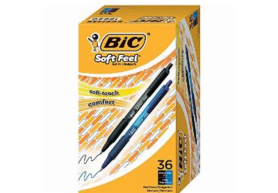 Image: BiC Soft Feel 1.0mm Black and Blue Ink Ball Pens 36-count