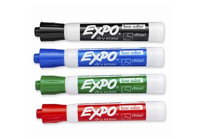 Image: Expo Low-Odor 4-Color Chisel Tip Dry Erase Markers