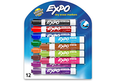 Image: Expo Low Odor Chisel Tip 12-Color Dry Erase Markers