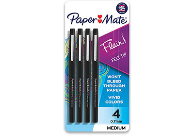 Image: Paper Mate Flair 0.7mm Black-Ink Felt Tip Pens 4-count