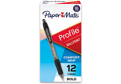 Image: Paper Mate Profile 1.4mm Black-Ink Ballpoint Pens 12-count