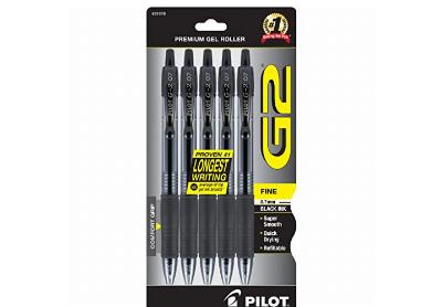 Image: Pilot G2 Premium Gel Roller 0.7mm Black-Ink Pens 5-count