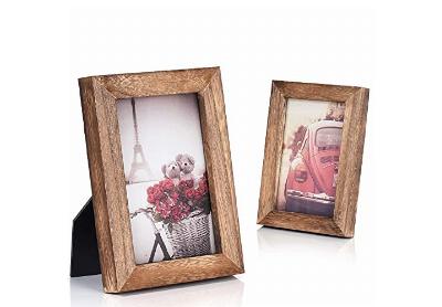 Image: Emfogo 4x6 Solid Wood Wall Mount & Tabletop Glass Picture Frame 2 pack
