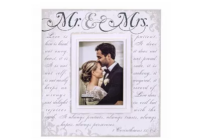 Image: Malden International Designs Silkscreened Corinthians Verse Mr & Mrs Wood Picture Frame