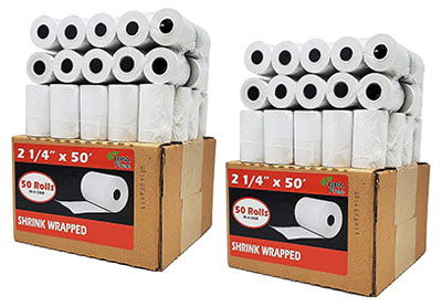 Image: BuyRegisterRolls 2.25x50 Thermal Receipt Paper 100-roll
