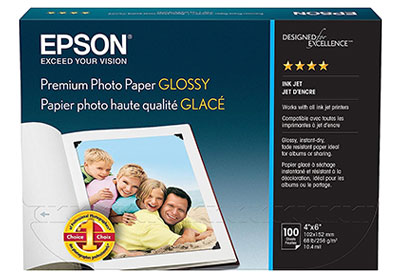 Image: Epson 4x6 Glossy Premium Photo Paper 100-sheet