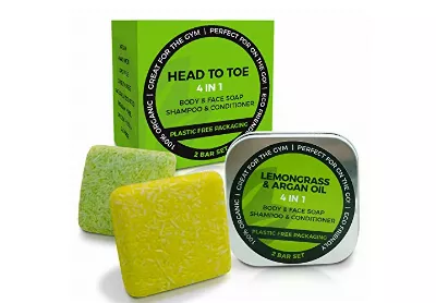 Image: Head To Toe 4 in 1 Body & Face Soap Shampoo & Conditioner Bars (by Indulgeme)