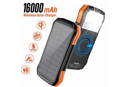 Image: Soxono 16000mAh Solar Qi Wireless Charger and Power Bank, Orange (by Soxono)