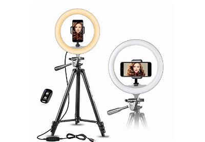 Image: UBeesize 10-inch Selfie Ring Light with 50-inch Extendable Tripod Stand and Flexible Phone Holder (by UBeesize)