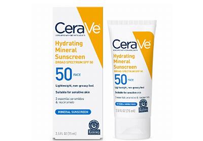 Image: CeraVe Broad Spectrum SPF-50 Unscented Mineral Face Sunscreen