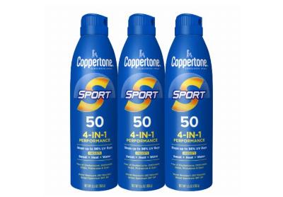 Image: Coppertone SPF 50 Sport Sunscreen Spray 3-pack