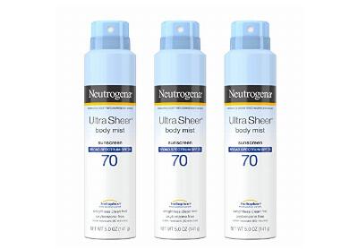 Image: Neutrogena Broad Spectrum SPF-70 Ultra Sheer Body Mist Sunscreen Spray 3-pack