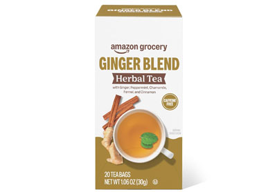 Image: Amazon Grocery Ginger Blend Herbal Tea Bags (20 Count) Image: Amazon Grocery Ginger Blend Herbal Tea Bags (20 Count)