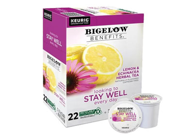 Image: Bigelow Benefits Lemon & Echinacea Herbal Tea Keurig K-cup Pods (22 Count)