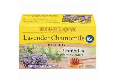 Image: Bigelow Lavender Chamomile plus Probiotic Herbal Tea Bags (18 Count)
