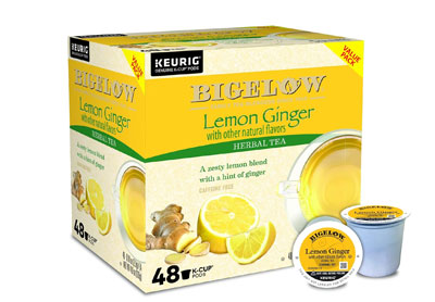 Image: Bigelow Lemon Ginger Herbal Tea Keurig K-cup Pods (48 Count)