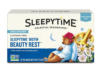 Image: Celestial Seasonings Sleepytime Biotin Beauty Rest Wellness Herbal Tea Bags (18 Count)