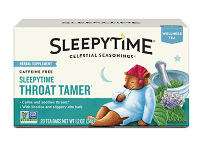 Image: Celestial Seasonings Sleepytime Throat Tamer Wellness Herbal Tea Bags (20 Count) Image: Celestial Seasonings Sleepytime Throat Tamer Wellness Herbal Tea Bags (20 Count)