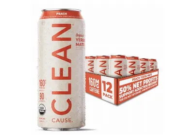 Clean Cause Organic Peach Yerba Mate Tea (458ml X 12 Pack)