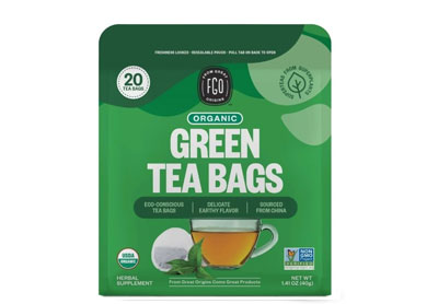 Image: FGO Organic Green Tea Bags (20 Count)
